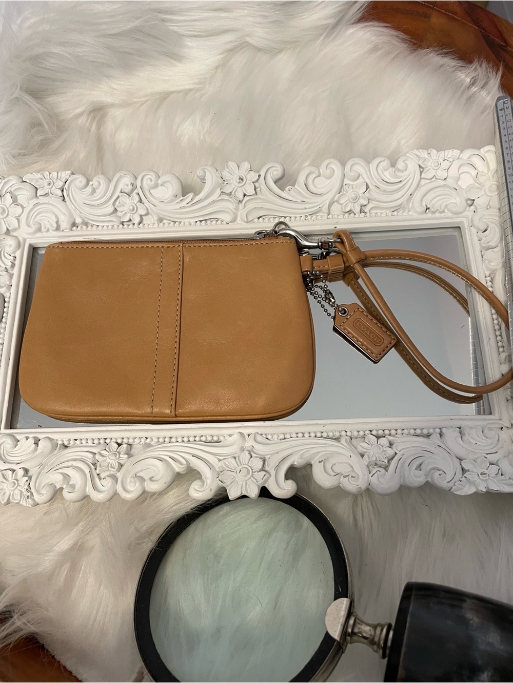 Coach Tan Leather Wristlet Clutch